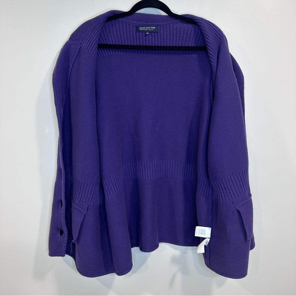 JONES NEW YORK SIGNATURE WOMAN Jacket Purple Cotton Blend Cardigan Size 3X - Picture 3 of 7